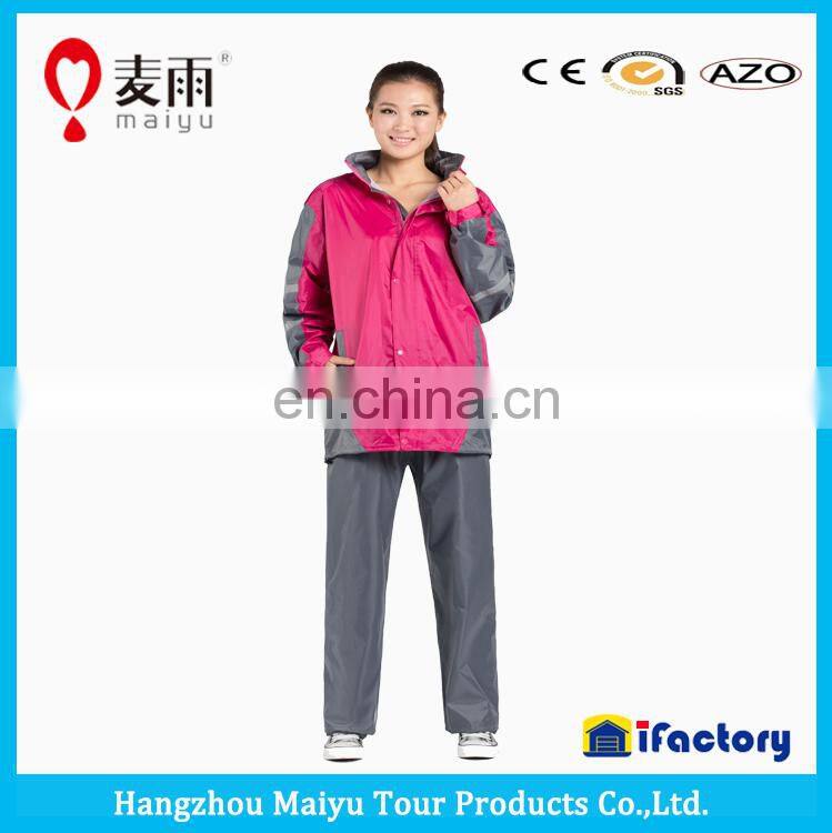 Maiyu waterproof 2pc breathable slicker raincoat