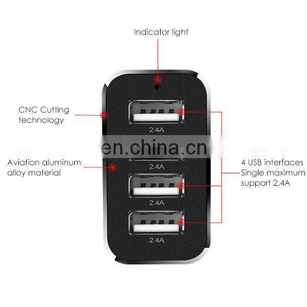 Manufacture Price JOYROOM C-T400 5V 2.4A Fast Charger 4 Ports USB Car Cig Plug Charger Adapter