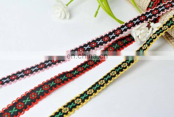 wholesale 6.8cm embroidered trims customized woven jacquard ribbon trim floral
