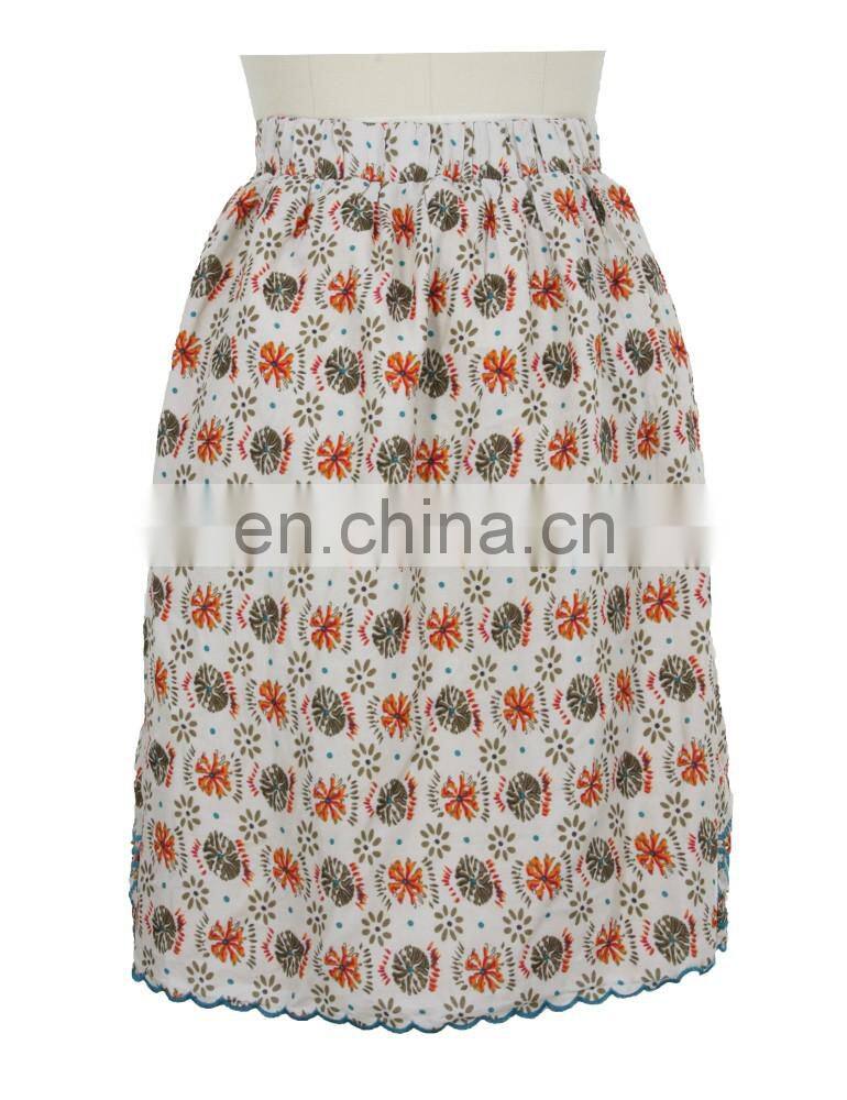 Floral Print Cotton Embroidery Pleated Skirt Old Women Skirt Guangzhou Clothing