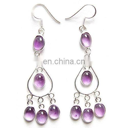 925 Sterling silver earrings jhumka Wedding party silver earrings Amethyst silver earring