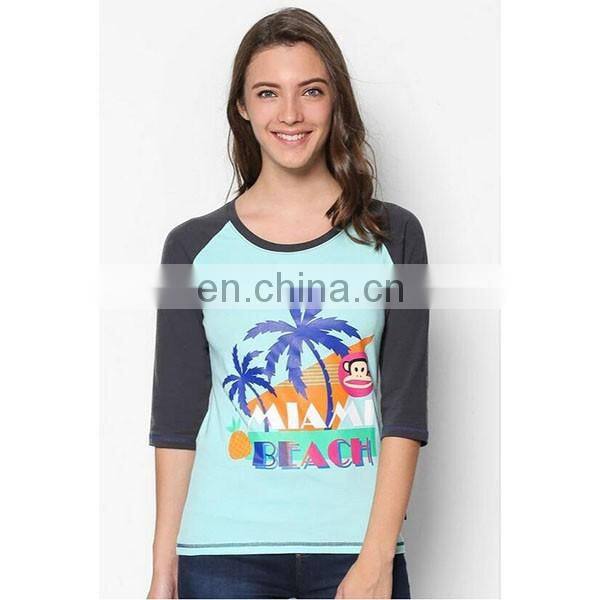 Custom printing casual women t shirt long sleeve lady blouse