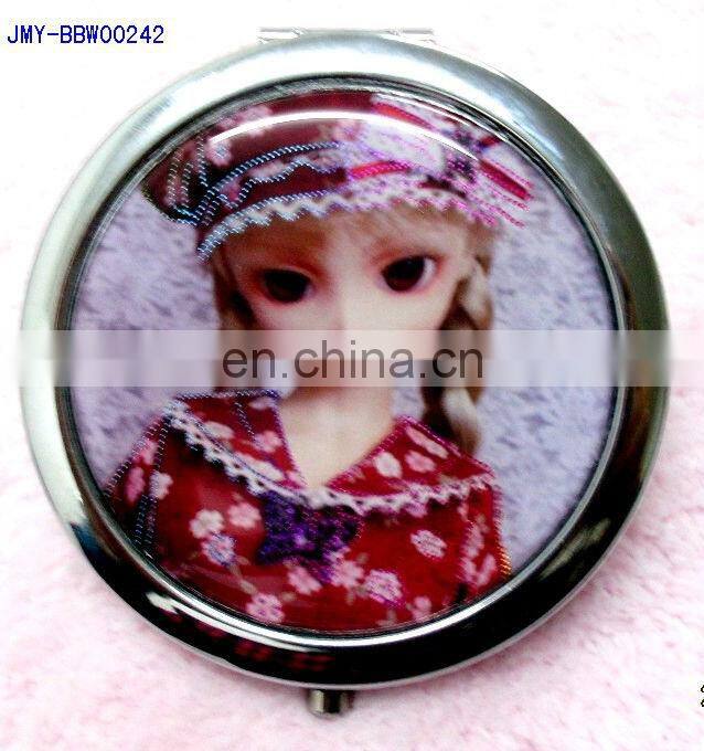 Cute Barbie doll fashion promotional matel pocket mirror