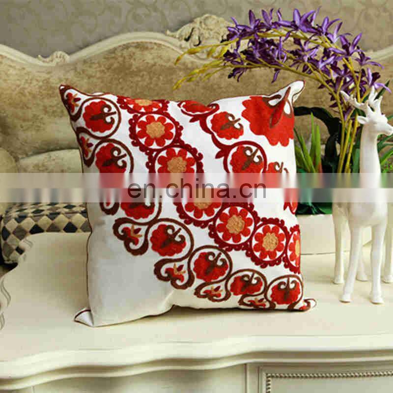 i@home Creative Flower Cotton Canvas Embroidered Sofa Pillow Cushion Cover