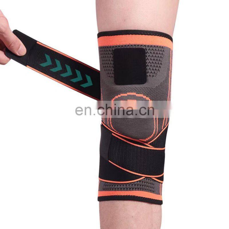 Amazon Wholesale Retail Elastic Knitted Compression Knee Pads Knee Support with pressured Belt