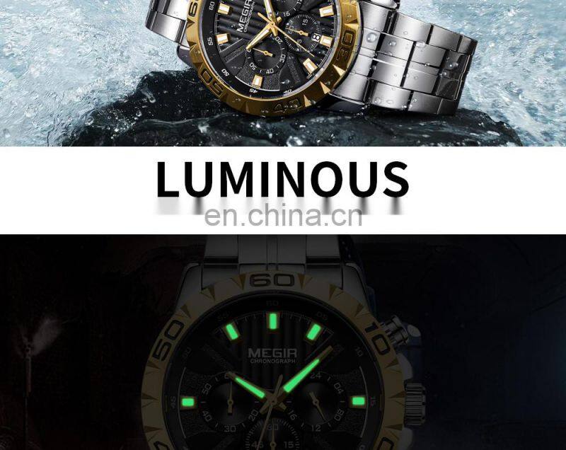MEGIR MS2087G Men's Quartz Watches Business Chronograph Waterproof Luminous Army Wristwatch