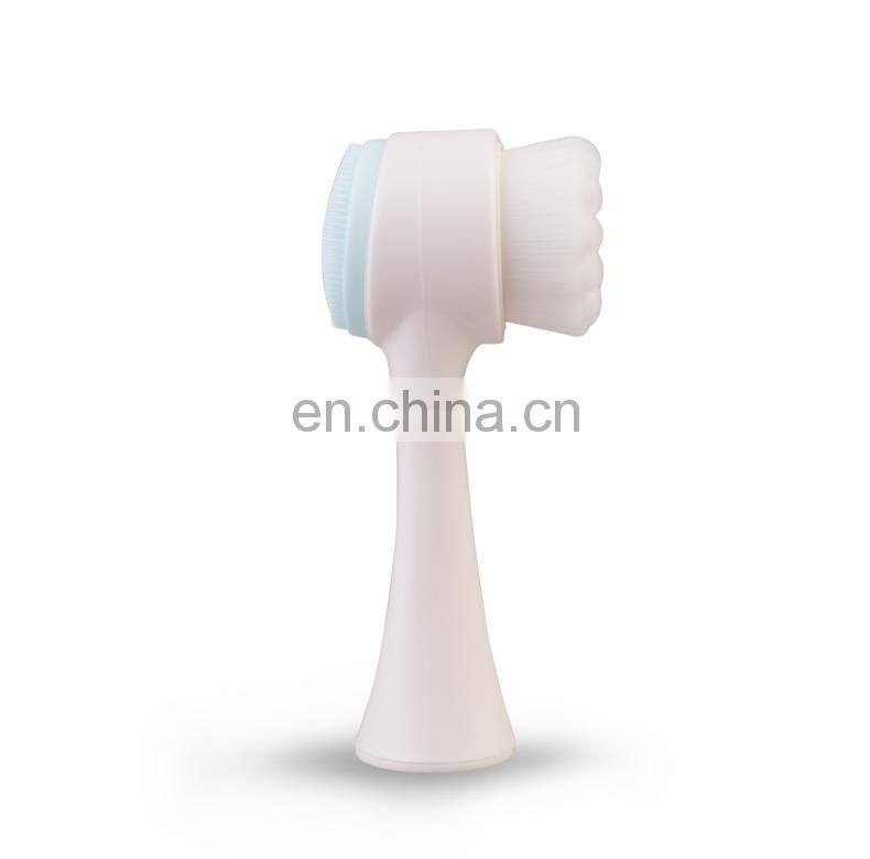 High Quality Exfoliating silicone synthetic head Facial  Cleansing  brush dual  side synthetic fiber  face cleanser