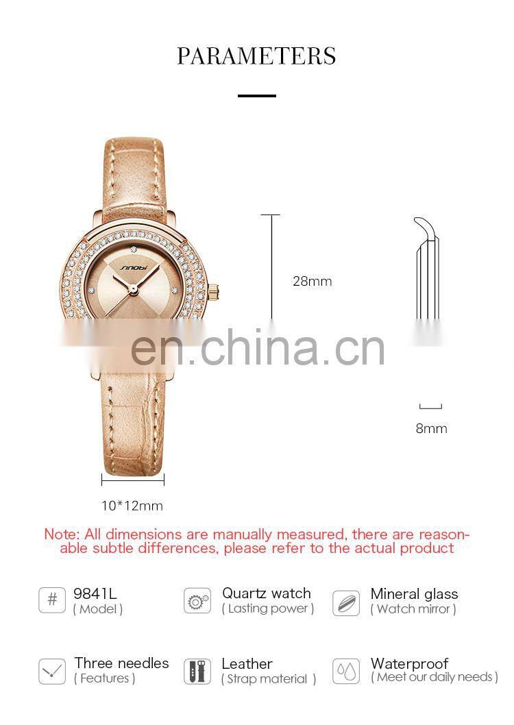 SINOBI Girls Leather Wristwatch S9841G Woman Gorgeous Watches OEM ODM Custom Logo Lady Watch Dazzling Hand Watch