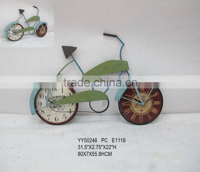 bicycle shape metal clock for wall decoration, wholesale cheap clock, wall mounted clock