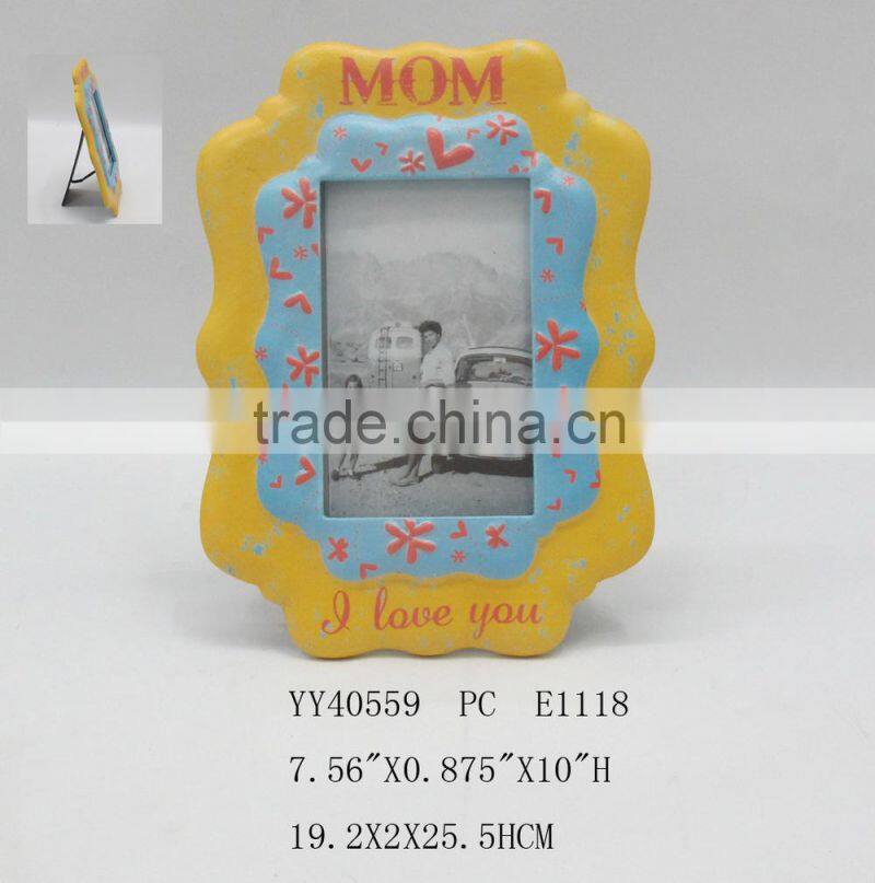 Lovely flower frame 4*6 inch metal table and wall photo picture frame for family