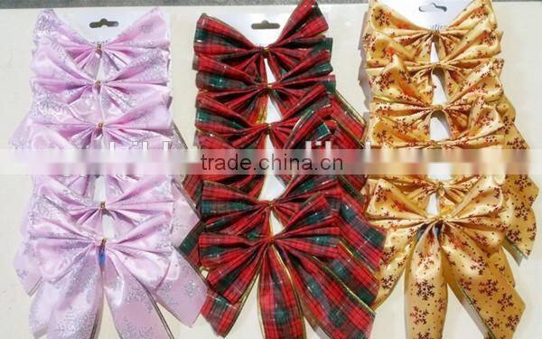 Christmas butterfly knot with glitter paint, ribbon bow suitable for Christmas packaging and Wedding decoration