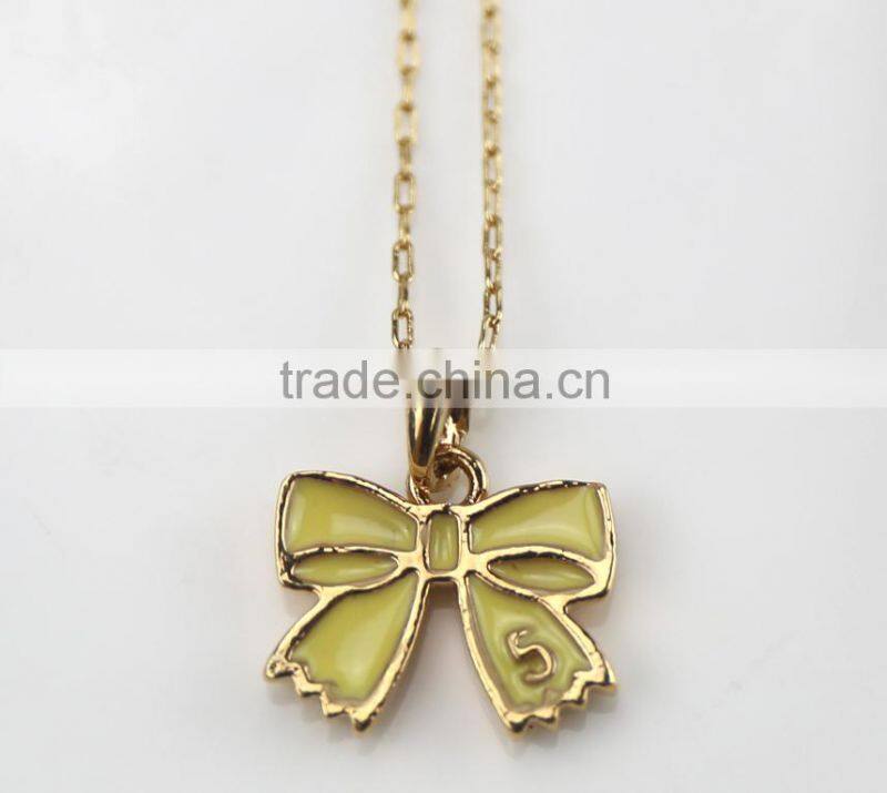 2015 factory direct sell personality latest design fashion valentine's gift bowknot pendant necklace costume jewelry necklace