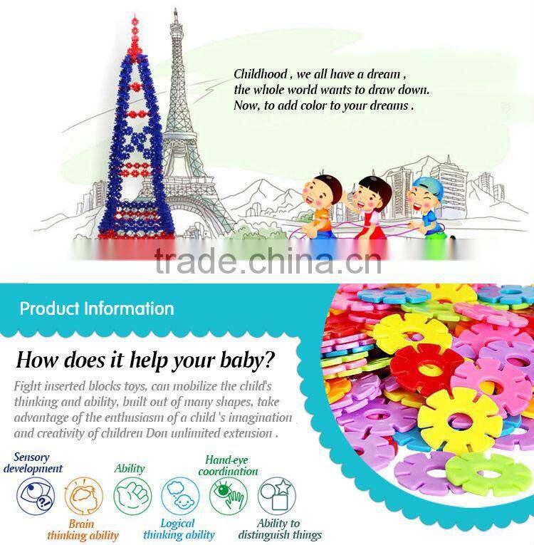 Super quality plastic toys building blocks snowflake building blocks diy building blocks