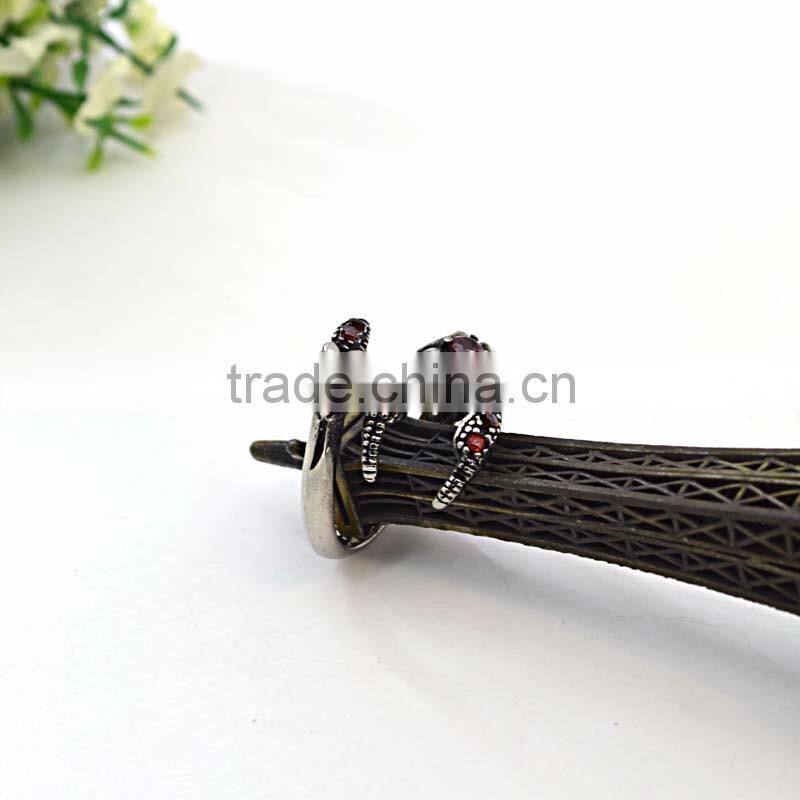 Red stone ring designs for men steel snake shaped rings