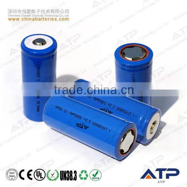 Factory Price 26 * 65mm 3.2v 26650 lifepo4 battery 3300mah / 26650 3.2v protected battery