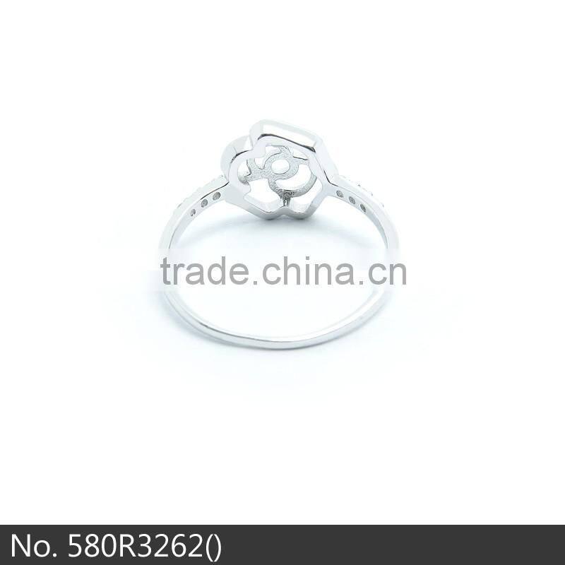 The new pave setting 925 silver female ring Camellia tail ring