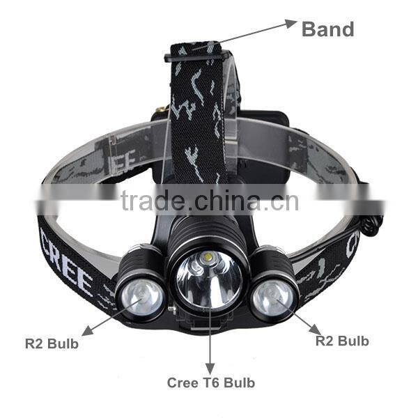 Outdoor High Power 3 LED 3000lm 3 Models waterproof Hunting Headlamp