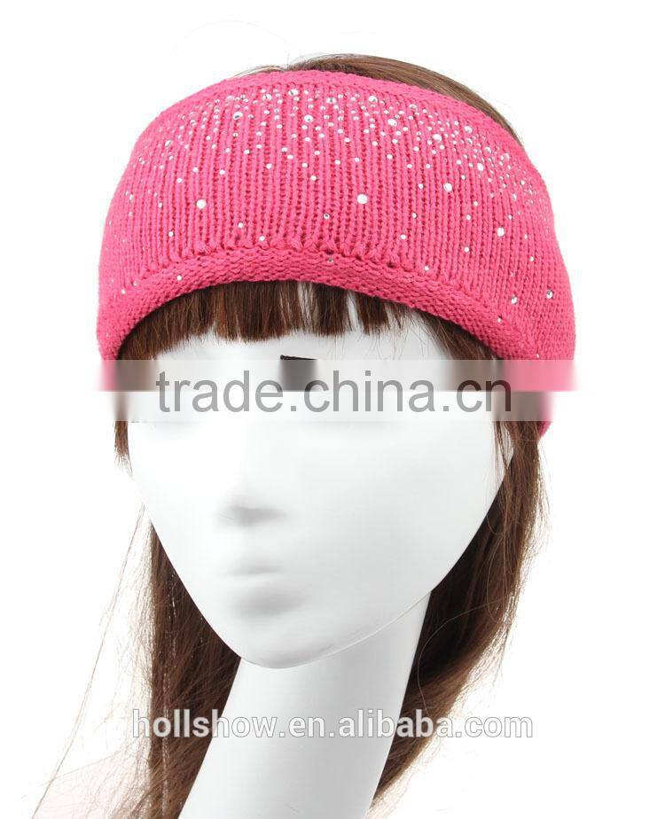 Wholesale Fashion Wool Knitted Lady Headband Rhinestone Crochet Women Hairband