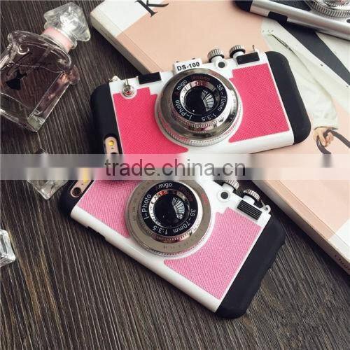 For iPhone 6S/6SPlus 3 in 1 Fashion design Creative Silicone Camera Back Case Cover With Strap red