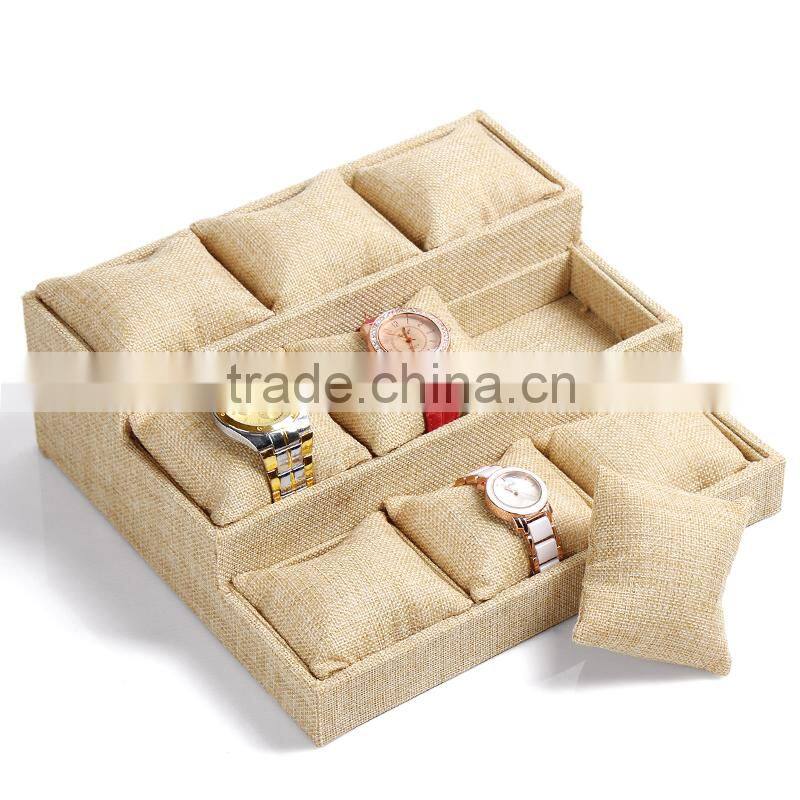 A264 ANPHY Lenen Watch Box Flannelette 3 Layers 9 units Chain Bracelet Display Box