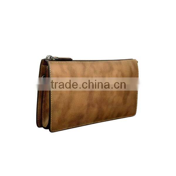 Full grain leather men handbags and purses with wrist