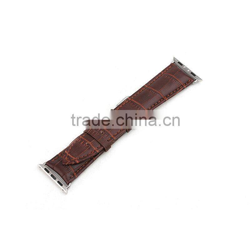 Crocodile Texture Replacement Genuine Leather Watchband for Apple Watch 42mm