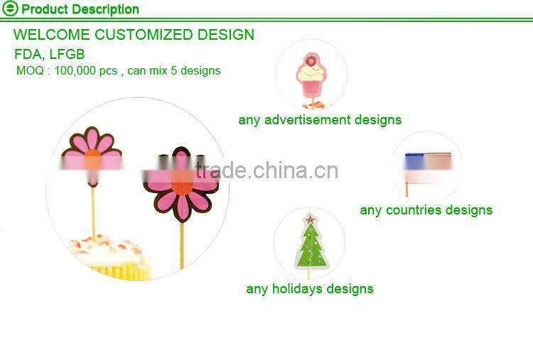 New style hot sell flag bamboo party cocktail food stick