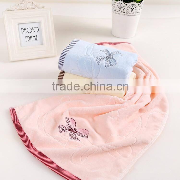 Factory Price Cotton Embroidered Butterfly Cut Pile Face Towel