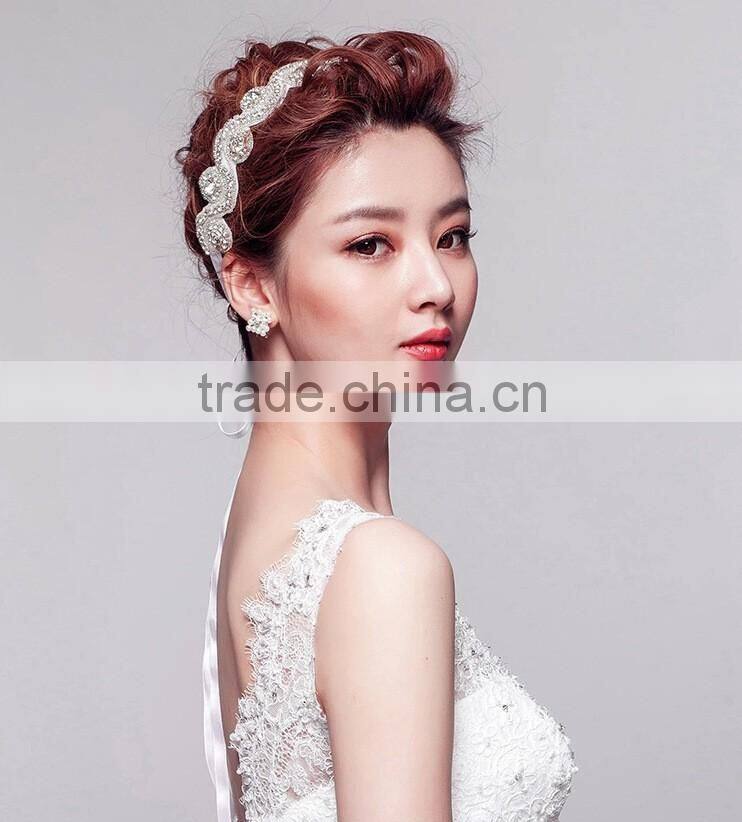 Fancy Decoration custom elegant wedding dress accessories / fashion bridal tiara / wholesale crystal pearl rhinestone waistband