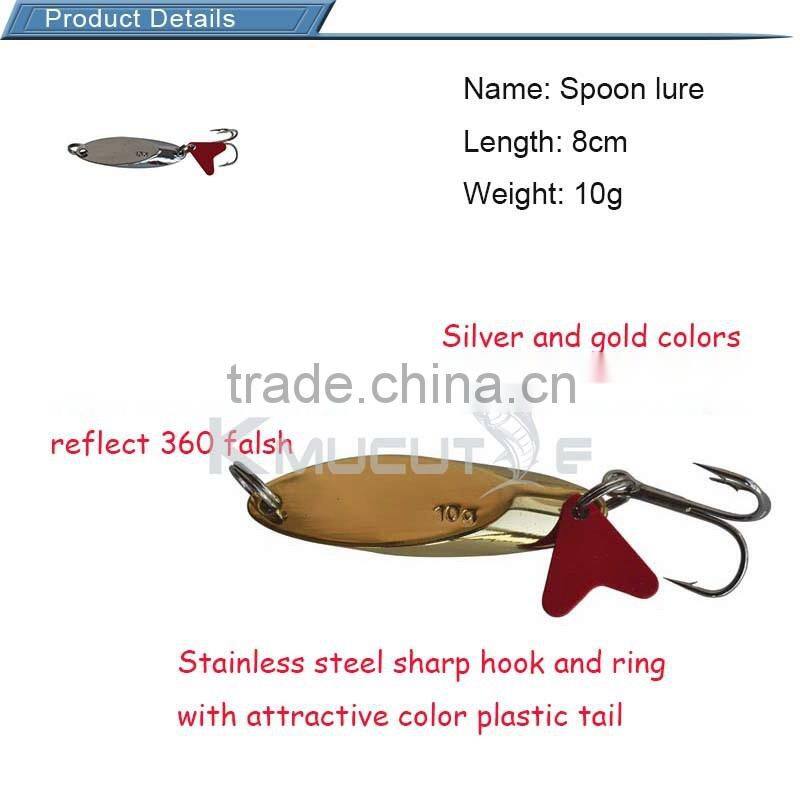 Kmucutie spoon lure 10g stainless steel material metal blade for bass fishing
