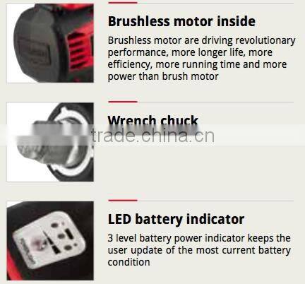 14.4V 18V Cordless Impact Wrench with Brushless motor