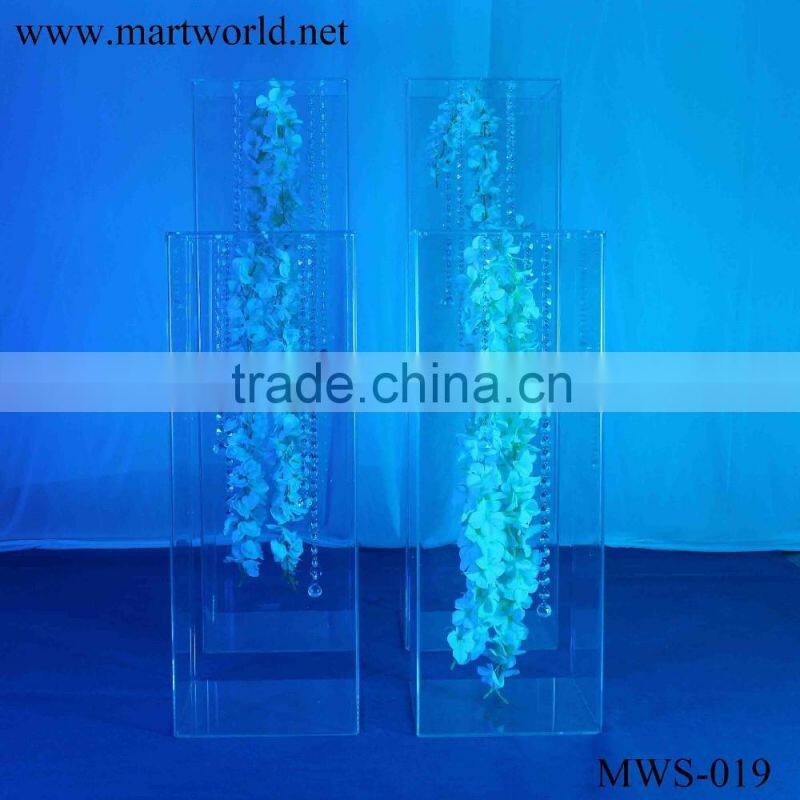 wedding decoration 80 cm height transparent acrylic box for wedding decoration flower stand(MWS-019)