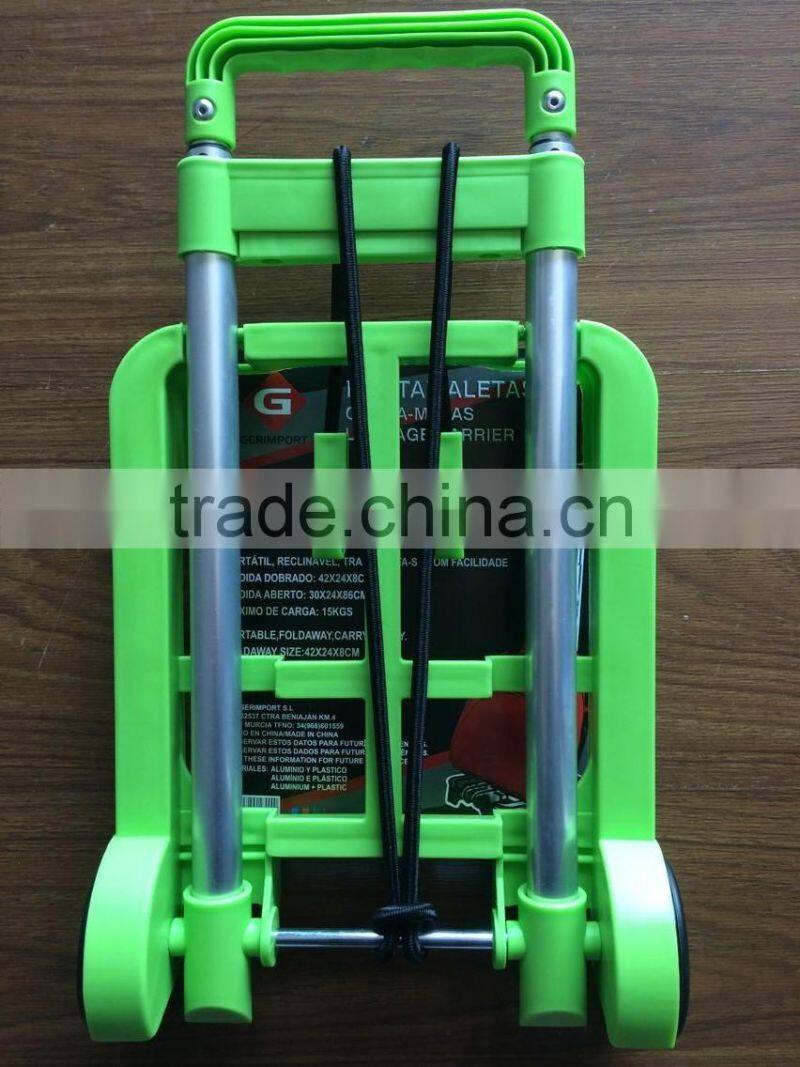 Plastic colorful cheap and portable foldable luggage cart