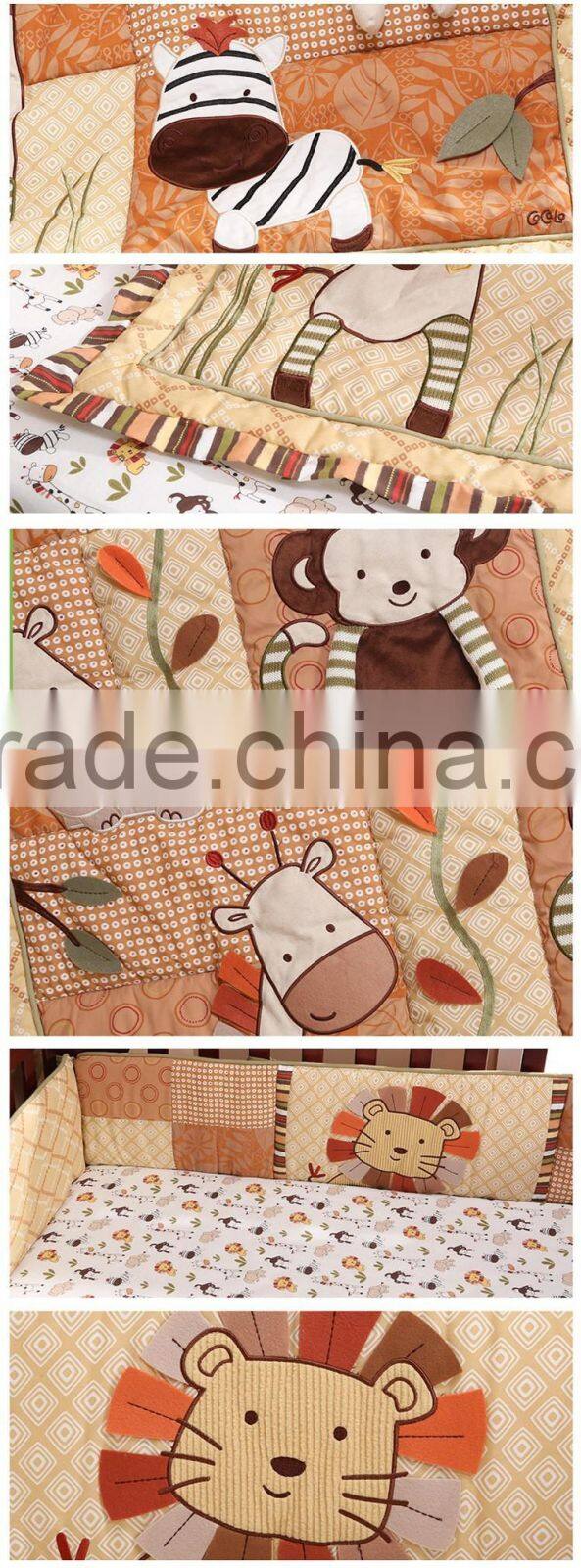 2016 New Fashion 100%Cotton Crib Bedding Set Mada Forest Baby Boy bedding Set