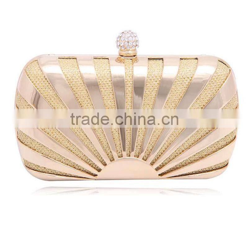 Gold Clutch Bags Sun Style Luxury Metallic Evening Bag Woman Party Clutches Elegant Bridesmaid Handbag Shell Stripe Purse