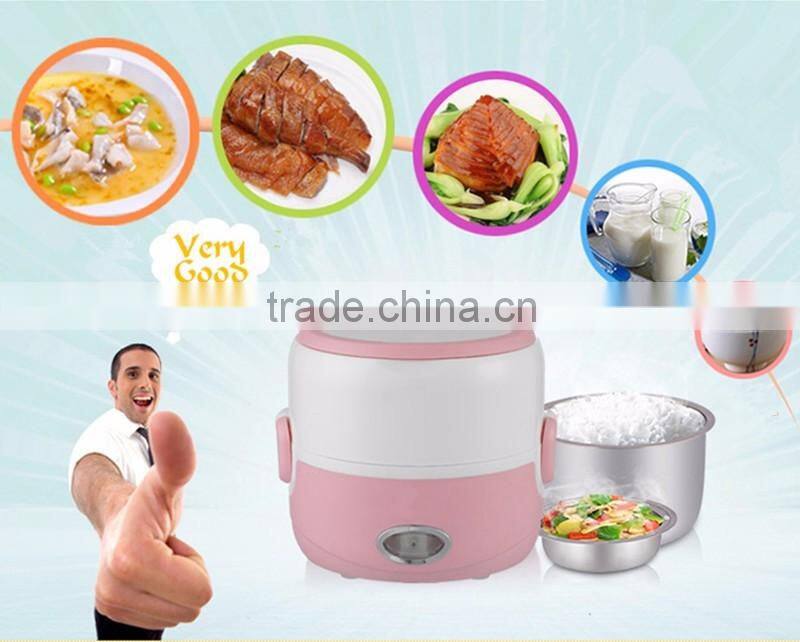 2016 Newest 1.3L Portable Lunch Box Electric Rice Cooker Stainless Steel 2 Layers Steamer