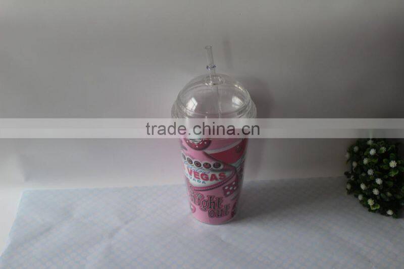 16oz double plastic and paper inserted advertisement mug