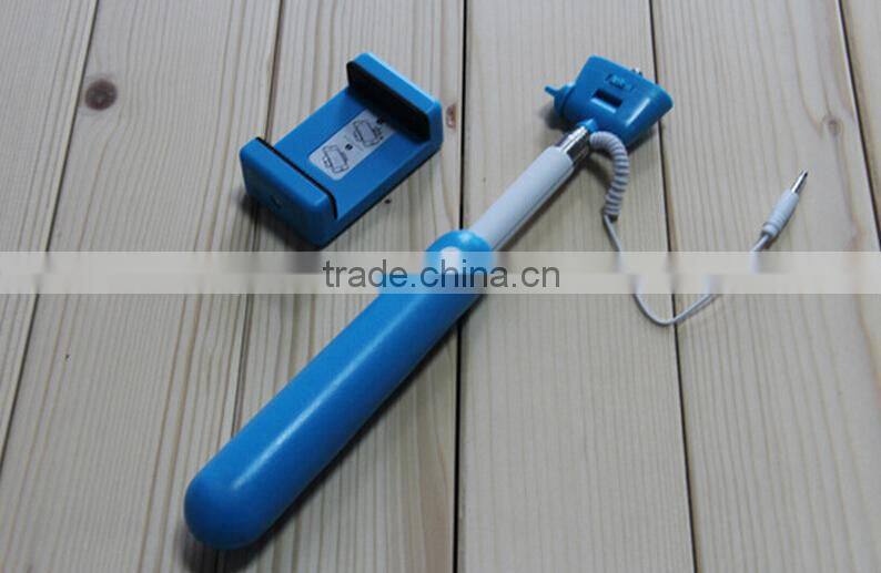 Extendable camera tripod monopod selfie stick with cable