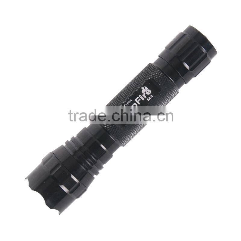 ShenZhen SupFire M4 LED tactical flashlight torch with CE for hiking and waterproof (one 18650 rechargeable battery )