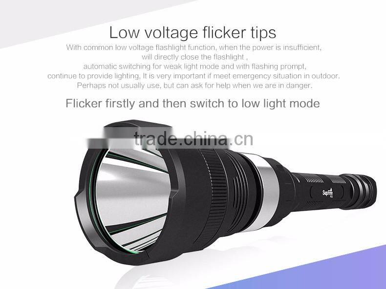 SupFire Y12 XML2-T6 led flashlight high power 1100 lumen 2 18650 li-ion batteries aluminium alloy big torch