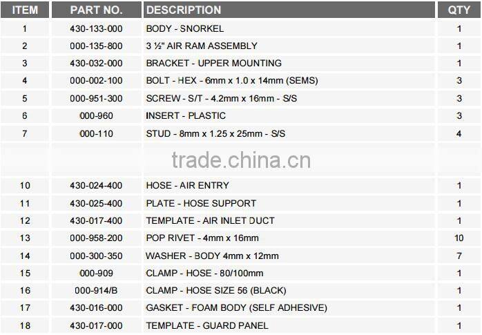 Off Road Car Snorkel Benefits Of Pathfinder Or Navara T/X 550 Or 03/11 Onwards V9X