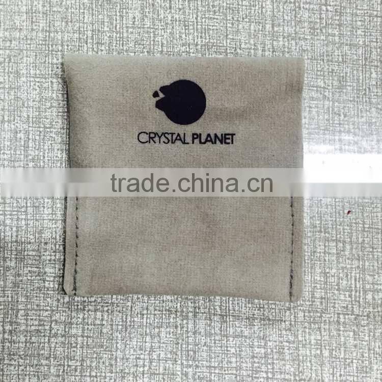Custom Logo Packaging case Velvet Jewelry Gift Bag with flap
