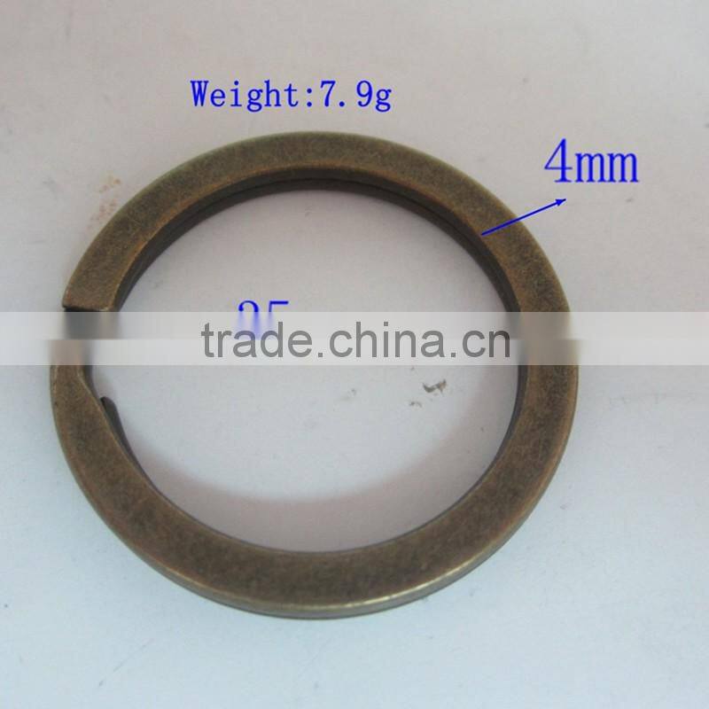 Round Shape Antique Brass Metal Flat Key Ring For Promotion Gift