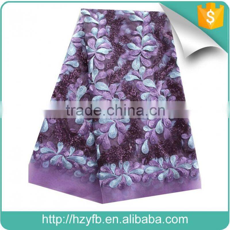 2016 wholesale high quality gold fushia sequins African lace new arrival wedding dress tulle fabric