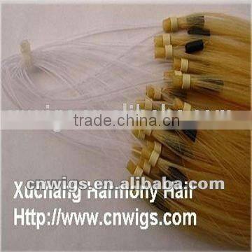 Popular double beads remy micro loop indian hair extensions