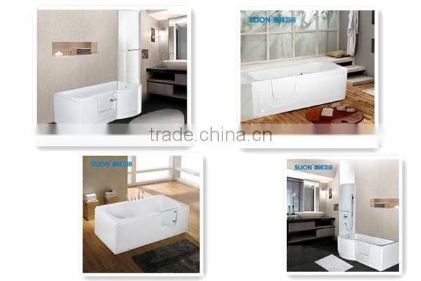 Acrylic lowes walk in bathtub with shower long glass door CE 1690*750*2057MM