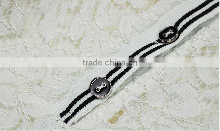 2015 latest european style elegant black lace long sleeve overlay evening dress