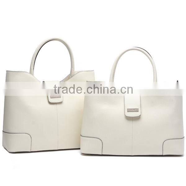 S1061-A4095 100% white color genuine leather ladies handbag stylish leather messenger bags for women