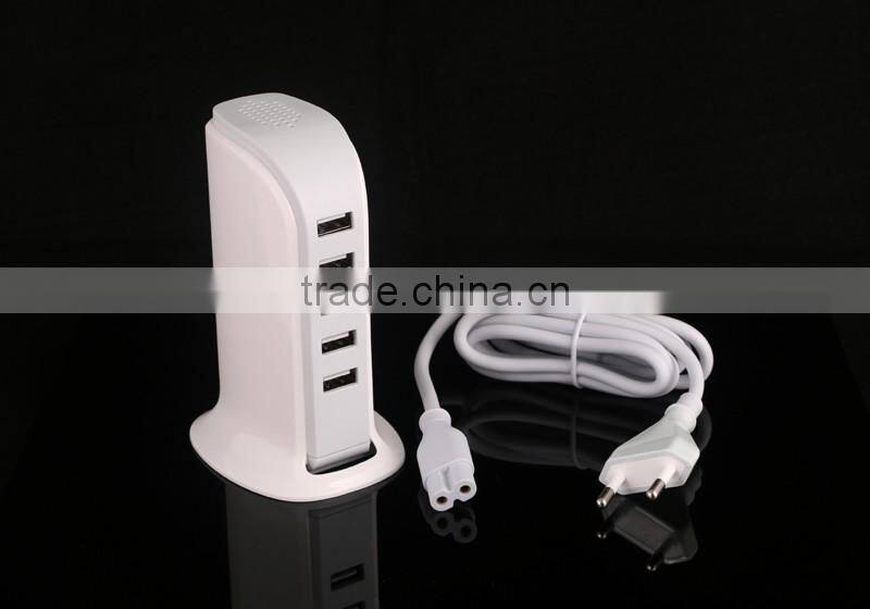 5-Port 5V/6A USB Desktop Charger/Portable Charger All-In-One Travel Charger for iPhone, iPad, iPod, Smartphones, 5V Tablets