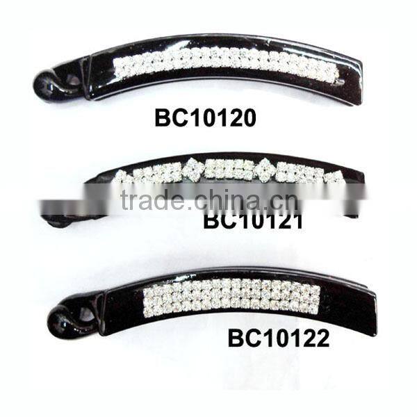 shining crystal banana clip brown plastic hair clips in stock